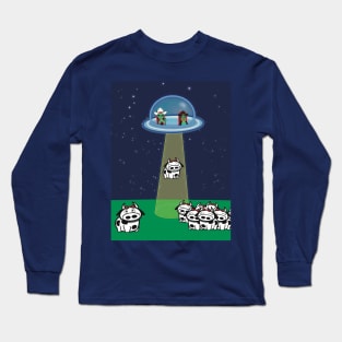 Cowyboy Aliens abducting cows Long Sleeve T-Shirt